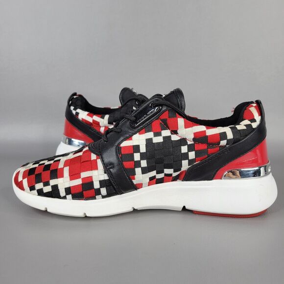 Michael Kors Womens Athletic Shoes Sneaker Woven Lace Up Black Red Size 6.5M - Picture 5 of 13
